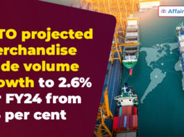 WTO projected merchandise trade volume growth to 2.6% for FY24 from 3.3 per cent