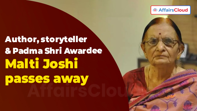 Author, storyteller & Padma Shri Awardee Malti Joshi passes away