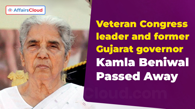 Veteran Cong leader and former Gujarat governor Kamla Beniwal dies at 97