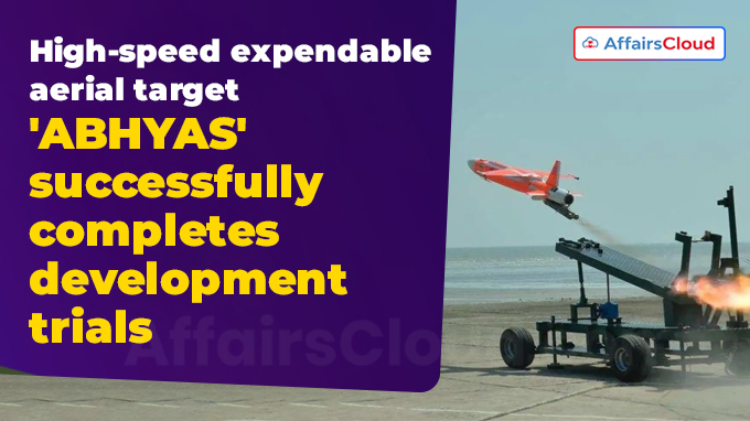 High-speed expendable aerial target 'ABHYAS' successfully completes development trials