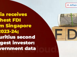 India receives highest FDI from Singapore in 2023-24