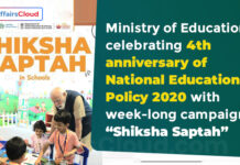 MoE Celebrated 4th NEP 2020 with Week-Long Campaign “Shiksha Saptah” Ministry of Education celebrating 4th anniversary of National Education Policy 2020