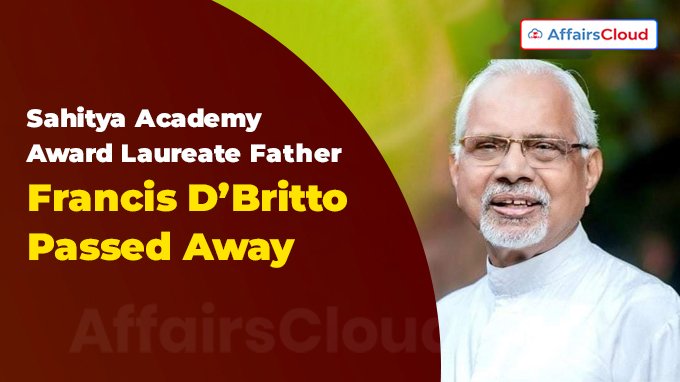 Sahitya Academy Award Laureate Father Francis D’Britto Passed Away