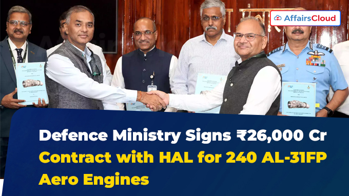 Defence Ministry Signs ₹26,000 Crore Contract with HAL for 240 AL-31FP Aero Engines