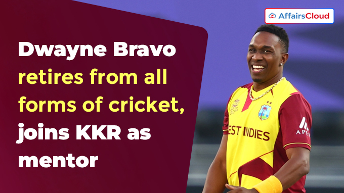 Dwayne Bravo retires from all forms of cricket, joins KKR as mentor