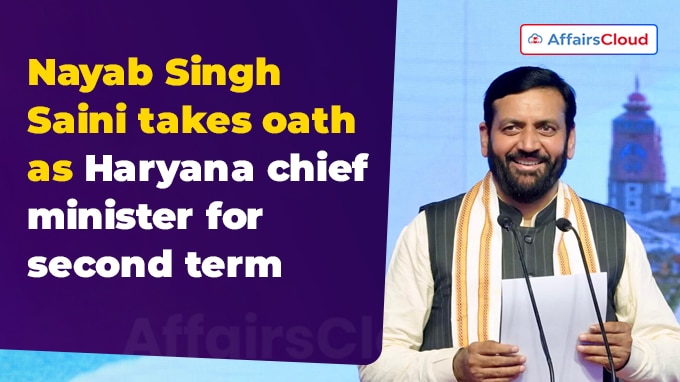 Nayab Singh Saini takes oath as Haryana chief minister for second term