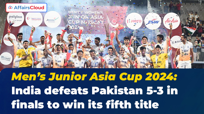 Men’s Junior Asia Cup 2024 India defeats Pakistan 5-3 in finals to win its fifth title
