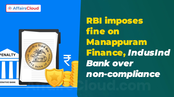 RBI imposes fine on Manappuram Finance, IndusInd Bank over non-compliance