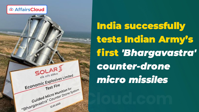 India successfully tests Indian Army’s first 'Bhargavastra' counter-drone micro missiles