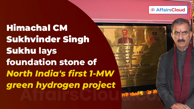 Himachal CM Sukhvinder Singh Sukhu lays foundation stone of north India's first 1-MW green hydrogen project