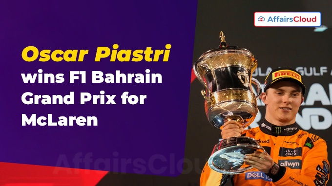 Oscar Piastri wins F1 Bahrain Grand Prix for McLaren