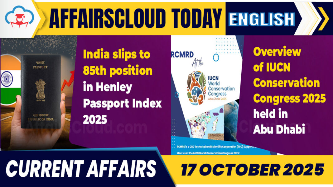 Current Affairs 17 October 2025