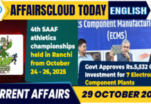 Current Affairs 29 October 2025