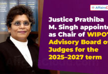 Justice Prathiba M. Singh Appointed as Chair of WIPO Advisory Board of Judges