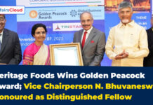 Heritage Foods Wins Golden Peacock Award; Vice Chairperson N. Bhuvaneswari Named Distinguished Fellow