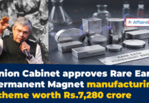 Cabinet Approves Rs.7,280 Crore Scheme to Promote Manufacturing of Sintered REPM