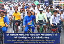 Union Sports Minister Dr. Mansukh Mandaviya Led 1st Anniversary Celebrations of ‘Fit India Sundays on Cycle’ in Puducherry