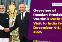 Overview of Russian President Vladimir Putin’s Visit to India from December 4 to 5, 2025