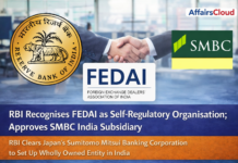 RBI ने FEDAI को अधिकृत डीलरों के लिए स्व-नियामक संगठन के रूप में मान्यता दी