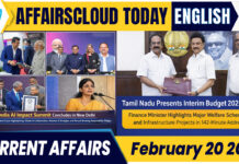 Current Affairs 20 February 2026