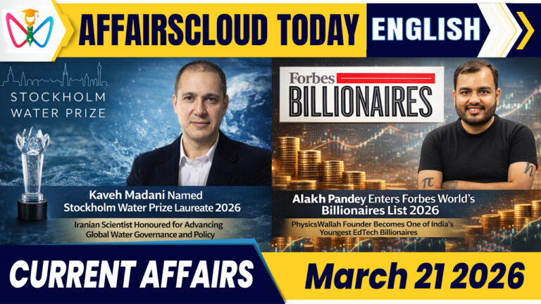 Current Affairs 21 March 2026