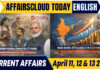 Current Affairs 11, 12 & 13 April 2026